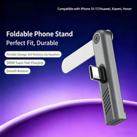 Soporte Metálico 2 en 1 para Teléfono con Adaptador de Carga Rápida Tipo-C de 300W, Diseño en Ángulo Recto, Soporte Ajustable y Portátil para Escritorio