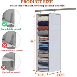 Home Hanging Closet Organizer 8 Tier Adjustable <b>Storage</b> For Bedroom Clothing Non Woven Fabric Hook Type - Product Image 5