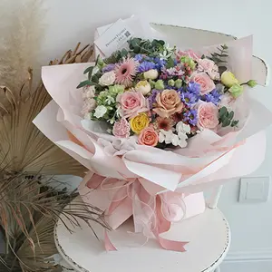Toptan fiyat iki renk su geçirmez çiçek sarma kağıt Wrap için çiçek buketi veya hediye