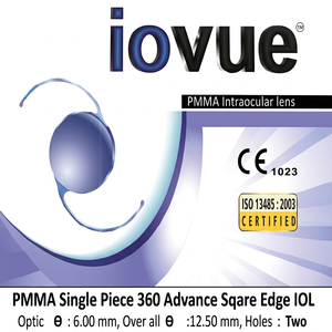 Lente intraocular biconvexa óptica de PMMA de 6 mm personalizable de una sola pieza con diseño de paso haptico en forma de C para una visión estable en la cámara posterior - Product Image 1