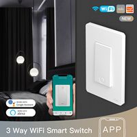 Interrupteur d'éclairage intelligent Tuya WiFi 3 voies à bouton-poussoir unipolaire, fil neutre requis, remplace un interrupteur, commande à distance par application