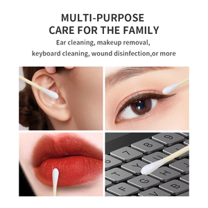 GLAMLASH 100 Uds maquillaje de doble cabeza herramienta de cuidado de la salud Punta de madera nariz orejas limpieza hisopo de algodón - Product Image 5