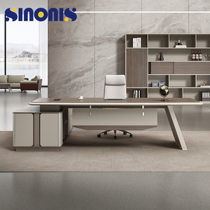 Sinonis High-end Modern Extendable Customized Wooden Office Furniture Set Executive Manager Desk Side Cabinet One-stop Matching - Product Image 3