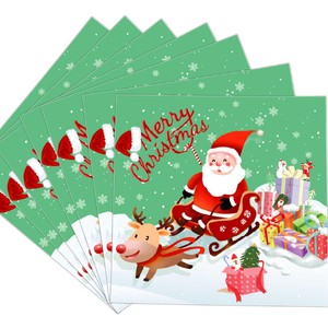 Christmas Santa Claus Sleigh Printed <b>Disposable</b> Tableware Paper <b>Plates</b> Cups Napkins Party Supplies Kit - Product Image 5