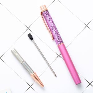 Crystal Rose Gold <b>Metal</b> <b>Roller</b> Ball Glitter Bling Dynamic Liquid Sand Ballpoint Pen Blank Custom Logo Wholesale - Product Image 4