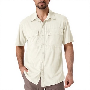 Chemises boutonnées d'été pour hommes, décontractées, respirantes, anti-UV UPF50+, manches courtes, col boutonné, en Spandex/Polyester, pour le golf, les vacances et la plage - Product Image 4