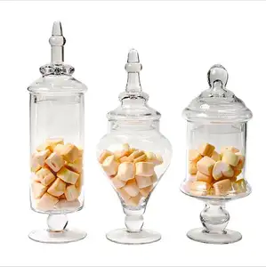 高脚玻璃婚庆罐玻璃食品容器糖果罐水晶手工玻璃坚果罐带盖