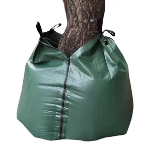 Toptan kaliteli ağaç sulama çantası damlayan delik ve boru ile 20 galon yeşil pvc 420gsm ağaç sulama çantası