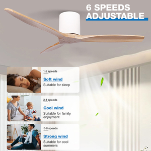 Phòng Ngủ Dễ Dàng Cài Đặt Tuya Wifi Điều Khiển Thông Minh 3 Rắn Gỗ Lưỡi 52 Inch 6 Tốc Độ Có Thể Điều Chỉnh Quạt Trần - Product Image 2