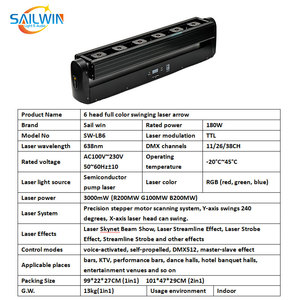 Láser de Cabeza Móvil Sailwin de Alta Gama, 6 Ojos, 6X500mW, RGB 3en1 con DMX512, para Bodas, Fiestas, Bares, Efectos de Escenario, Equipo de DJ - Product Image 4