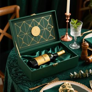 Customized Biodegradable High End Gold Stamp Rigid Cardboard Whisky Packaging <b>champagne</b> Wine Paper <b>Box</b> with Satin Insert - Product Image 1