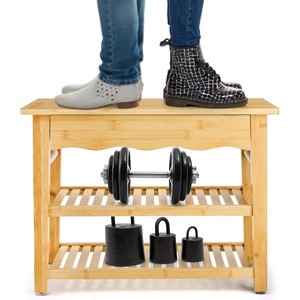Bền 3-tầng tre Giày giá băng ghế dự bị lối vào hành lang phòng ngủ ban công phòng tắm lưu trữ tổ chức ngăn kéo giày lưu trữ chỗ ngồi - Product Image 4
