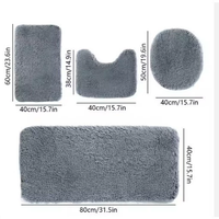 Nouvel ensemble de 3 tapis de sol antidérapants en peluche longue pour toilettes et baignoires, non absorbants, pour usage domestique