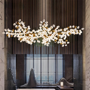 Lampadario con ramo di <span class=keywords><strong>sfera</strong></span> di vetro arte moderna personalizzato con illuminazione <span class=keywords><strong>a</strong></span> LED luce pendente soggiorno Villa Hotel progetti decorativi piccoli - Product Image 1