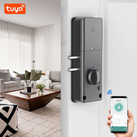 Pas de perçage Smart Invisible Porte intérieure Invisible Loc Kmetal Porte en fer Noir Swipe Card Serrure à induction électronique Serrure TUYA