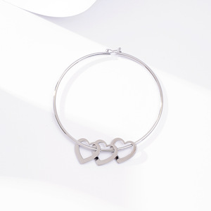 18K PVD Gold Stainless Steel <b>Engravable</b> Heart Charm Bracelet Custom Name & Logo <b>Bangle</b> | Waterproof, Hypoallergenic & Durable - Product Image 4