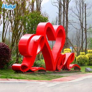 Outdoor Modern Themapark Metaal Rood Hartvormig Roestvrijstalen Sculptuur - Product Image 4