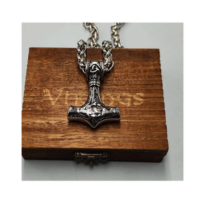 316L <span class=keywords><strong>Thor</strong></span> martillo collar Mjolnir vikingo amuleto martillo grande colgante joyería nórdica con cadena de acero inoxidable - Product Image 1