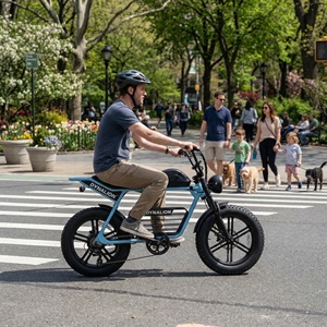 จักรยานไฟฟ้าสไตล์เอโทร โมเพด ยางใหญ่ พร้อมเบรกดิสก์ไฮดรอลิก เบาะยาว แข็งแรง ทนทาน เหมาะสำหรับขับขี่ในเมือง ถนน และสวนสาธารณะ - Product Image 4
