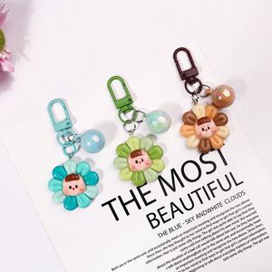 Acrylic Flower Keychain Flower Resin <b>Key</b> <b>Chains</b> Cartoon Cute Women Girl Keyring Phone Headphone Charm Pendant Sunflower Keychain - Product Image 3