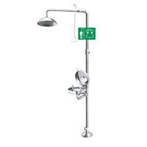 Security Equipment Stainless Steel Combination Emergency Safety Shower And Eye Wash Station