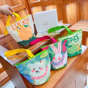 Custom Printed Women's Single Shoulder Canvas <b>Bucket</b> Bag Cute Small <b>Folding</b> Carry Storage Pouch Fashion Bento Bag for Ladies - Product Image 3