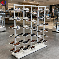 Présentoir rotatif en fer à 8 niveaux pour chaussures, détachable, avec roulettes et étagères