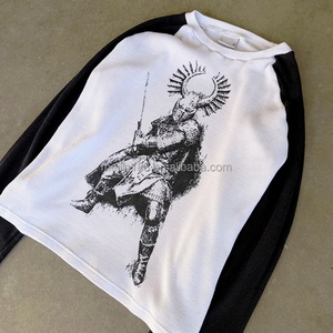 Custom Print Dtg Print Graphic Boxy Cropped Tee Knit Thermal <b>Shirts</b> Stitching Heavyweight Oversized <b>Waffle</b> Knit Long Sleeve - Product Image 2