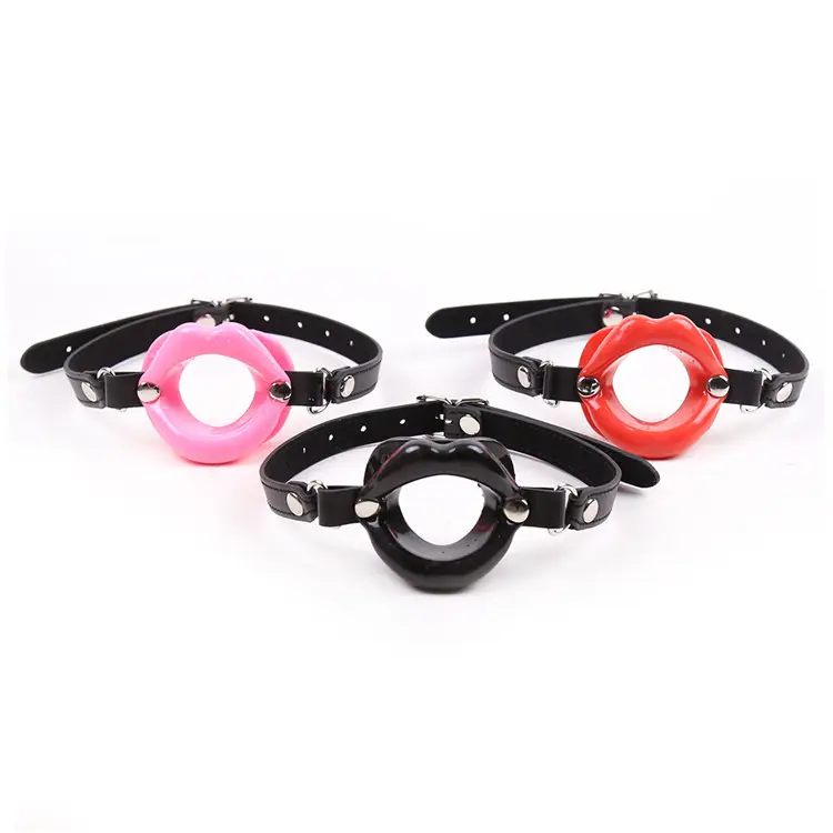 3 Color PU Leather Belt Rubber Sexy Lips O Ring Mouth Gag Open Fixation Mouth Stuffed Oral Sex Gag