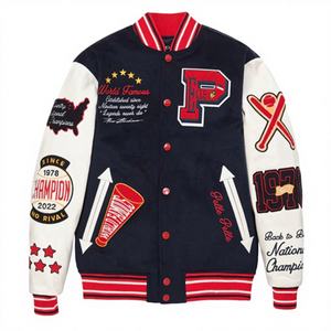 جاكيت رجالي قابل للتخصيص من نوع ليترمان فارسيتي قابل للارتداء على الوجهين مصنوع من الصوف مع أكمام من الجلد الصناعي وتطريز حسب الطلب - Product Image 2