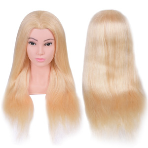 Cabeza <span class=keywords><strong>de</strong></span> entrenamiento <span class=keywords><strong>de</strong></span> cabello humano liso Remy 100% indio al por mayor con hombros - Maniquí <span class=keywords><strong>de</strong></span> peluquería para corte y trenzado con abrazadera - Product Image 3