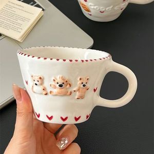 Factory Direct China Custom 3D Animal Ceramic Bear Heart <b>Pattern</b> Eco-friendly Food Safe Stoneware Coffee Mug - Product Image 2