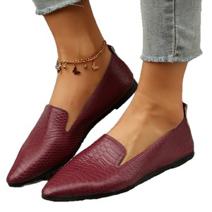 Nouvelles Chaussures Plates Simples Style Serpent à Bout Pointu et Bouche Peu Profonde QLFashion pour Femme, en Cuir Véritable avec Semelle Intérieure en Mousse - Product Image 6