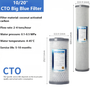 PP PPC CTO GAC lớn màu xanh nước lọc Cartridge 20x4.5 10x4.5 inch RO 3 giai đoạn Bộ lọc 20 "lớn màu xanh xếp li lọc nước trầm tích - Product Image 4