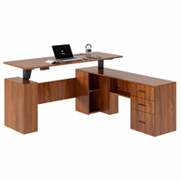 Scrivania Ergonomica in Legno Moderna e Lussuosa per Manager, CEO, Dirigenti, Convertibile Automaticamente, Regolabile in Altezza, Resistente