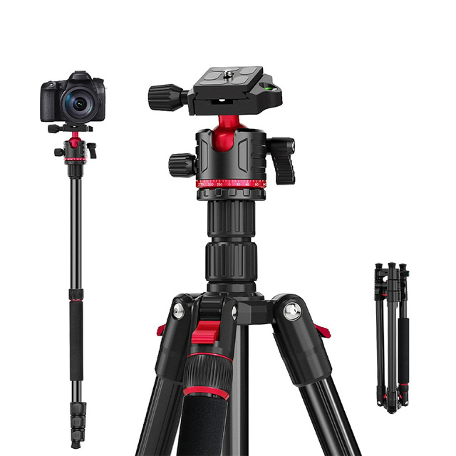 APEXEL 173cm Professional Camera Tripod Stand Aluminum Alloy Tripod with 360° Ball Head for DSLR Smartphone Video Shooting