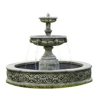 Grande Fontaine Murale Extérieure en Marbre avec Cascade et Statues