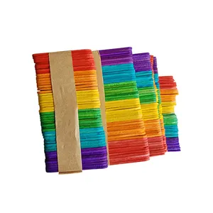 Hot Sale Colored Popsicle Sticks Rainbow Wooden Ice Cream Stick For Crafts