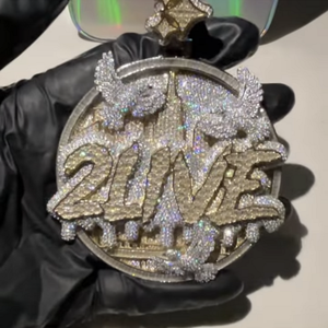 จี้เพชรโมอิสซาไนต์ VVS ชุบทองคำขาว S925 สไตล์ฮิปฮอปสุดหรู ประดับเพชรเต็มตัว สำหรับผู้ชาย - Product Image 1