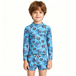 Babylovey - Conjunto de Traje de Baño Personalizado para Niños, <span class=keywords><strong>Camiseta</strong></span> de Manga Larga con Estampado, Pantalones Cortos de Baño Elásticos para Niños, Shorts de <span class=keywords><strong>Surf</strong></span> para Bebés - Product Image 2