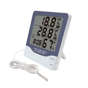 Termometer Dalam Ruangan, CH-928 Digital Elektronik dengan Waktu dan Jam, Termometer Dalam Ruangan Luar Ruangan