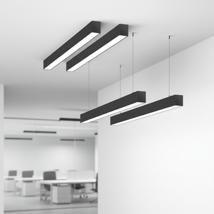 Luminaire suspendu linéaire LED de haute qualité 36W 48W 60W en aluminium noir et plastique pour intérieur, bureau, angle de faisceau de 180° - Product Image 1