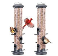 Comederos de Tubo de Plástico de Alta Calidad con 6 Puertos de Alimentación, Comedero Resistente a la Intemperie con Soporte de Acero para Aves Silvestres, Regalo para Amantes de las Aves