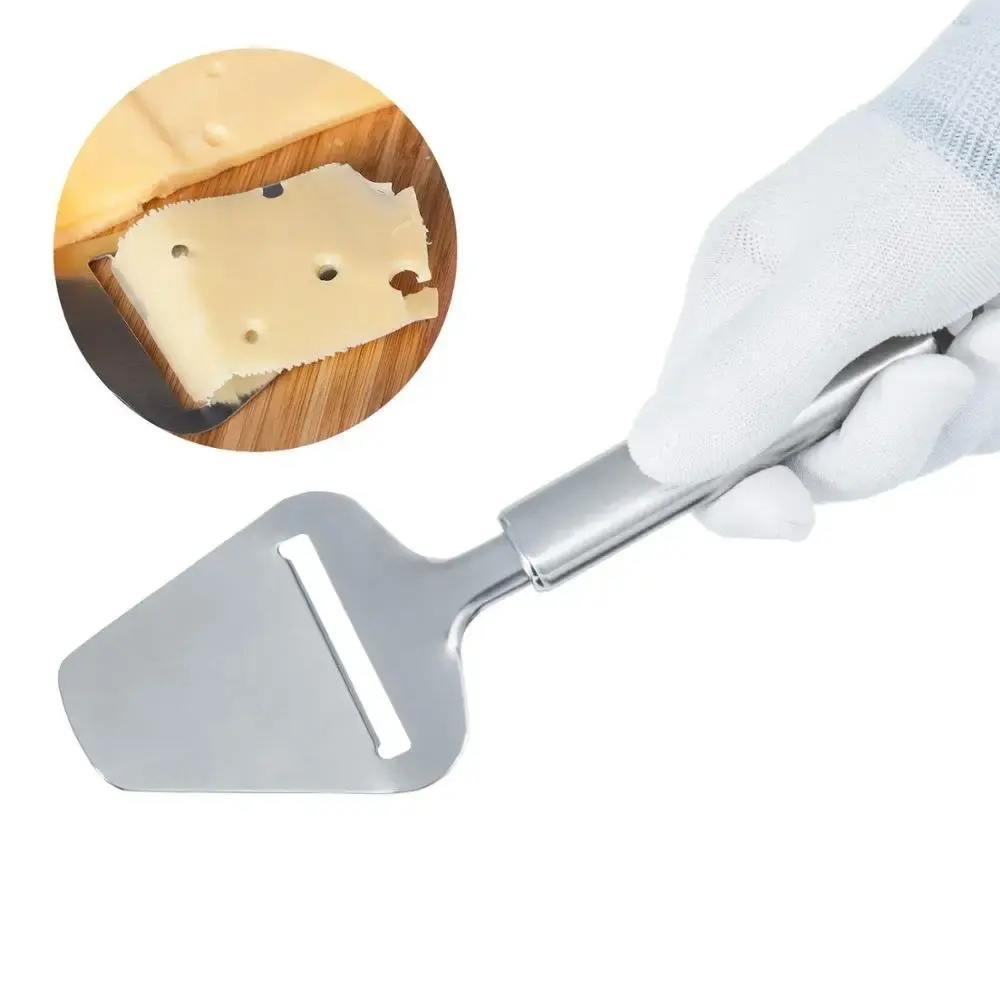 Descascador de queijo em aço inoxidável prateado, faca para cortar fatias de manteiga, ferramentas para assar e cozinhar queijos