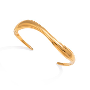 Bracelet ouvert minimaliste pour femme en acier inoxydable plaqué or 18 carats, style européen et américain élégant, cadeau de bijoux - Product Image 5
