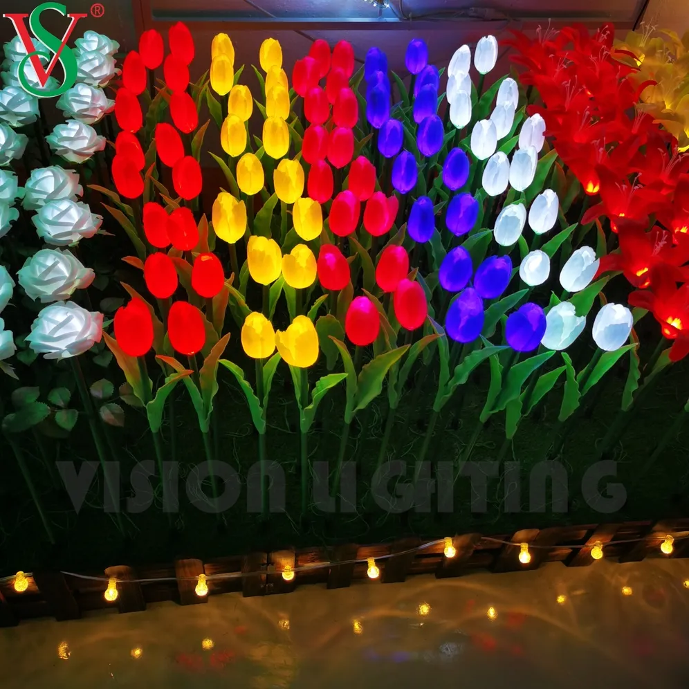 DMX/TTL WS2811 Pixel RGB Artificial Flower Led Tulip Lights for Holiday Outdoor Garden Park Decoration
