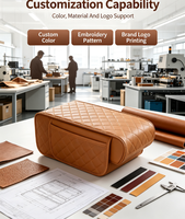 Support de Coude Universel en Cuir Beige, Accoudoir, Porte-Gobelet et Boîte de Rangement Latérale pour Voiture, Pochette de Rangement Latérale de Luxe pour Auto