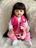 Poupée Bébé Reborn Réaliste en Silicone Faite à la Main 22 Pouces 55cm Jouet Doux en Vinyle pour Fille, Corps Souple Fini, Cadeau Réaliste