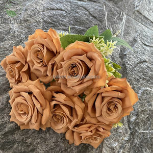 Nouveau Design Populaire 7 Têtes Bord Brûlé Rétro Pivoine Rose Fleur Artificielle Pour Mariage Maison Partie Décorative - Product Image 3