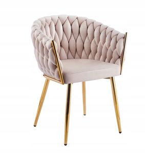 Luxury Tufted Velvet Dining Armchair Upholstered Accent <b>Chair</b> with Gold Metal Legs Modern Home Hotel Apartment Furniture - Product Image 6